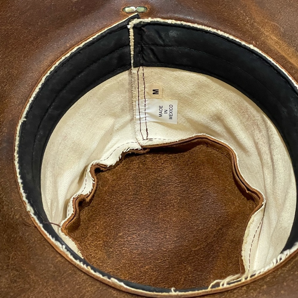 Women’s Leather Cowboy Western Hat With Braided Band Vintage Classic Brown M - Picture 6 of 11